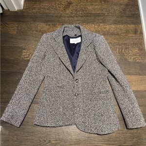 Veronica Beard Dickey Blazer 2 Black White Tweed Cotton Wool Blend Jacket